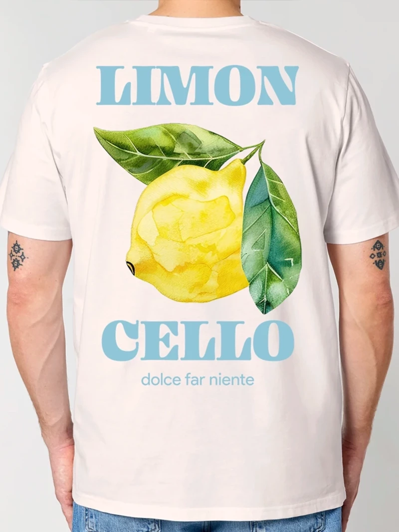 Limoncello natural mens cotton t-shirt back