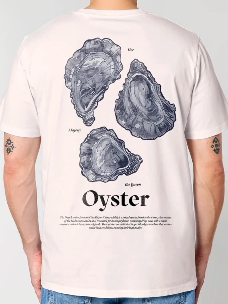 Oyster natural mens cotton t-shirt back