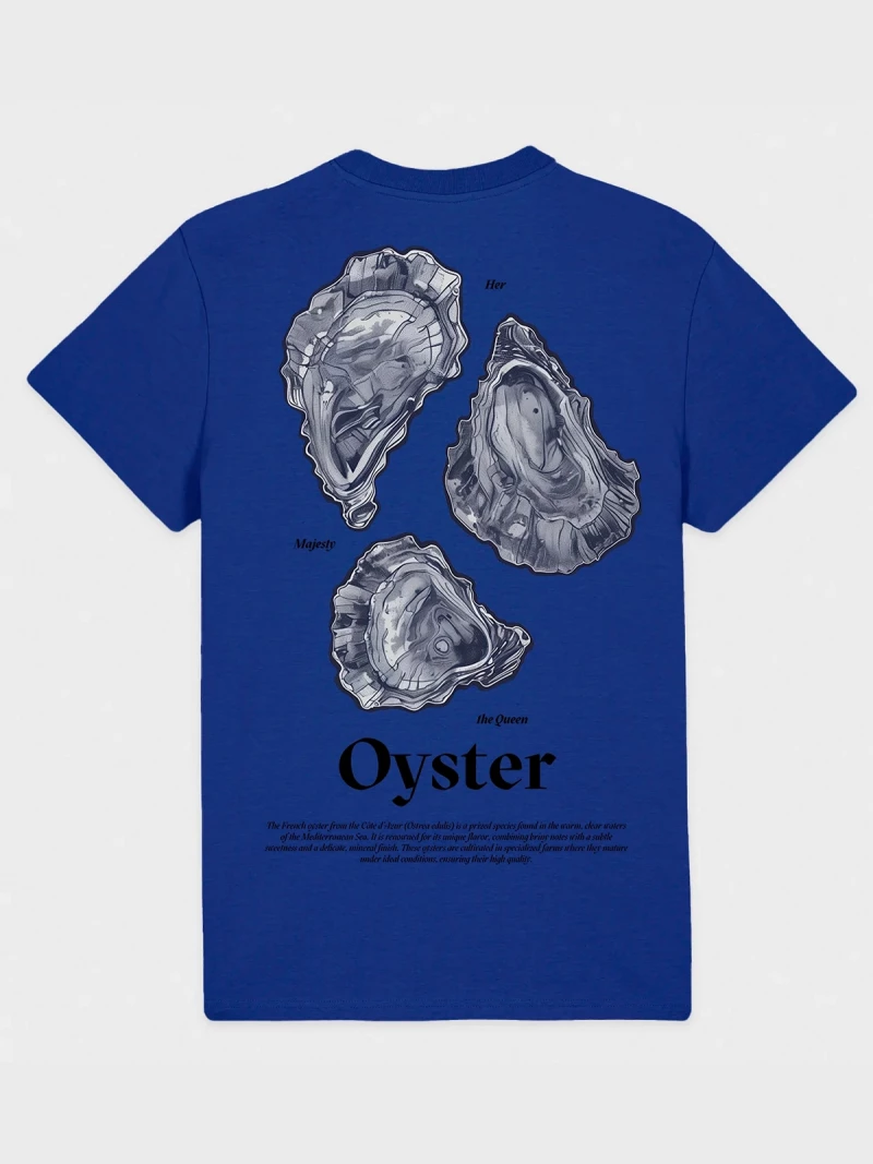 Oyster navy cotton t-shirt back