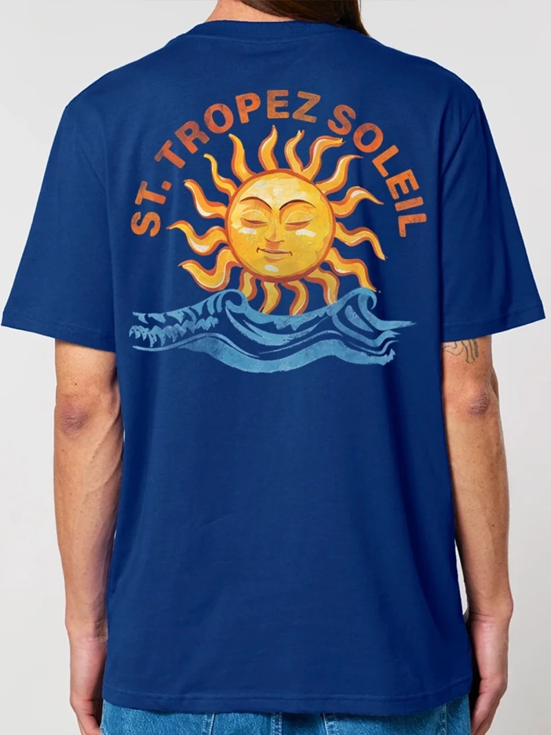 Saint Tropez Soleil navy mens cotton t-shirt back