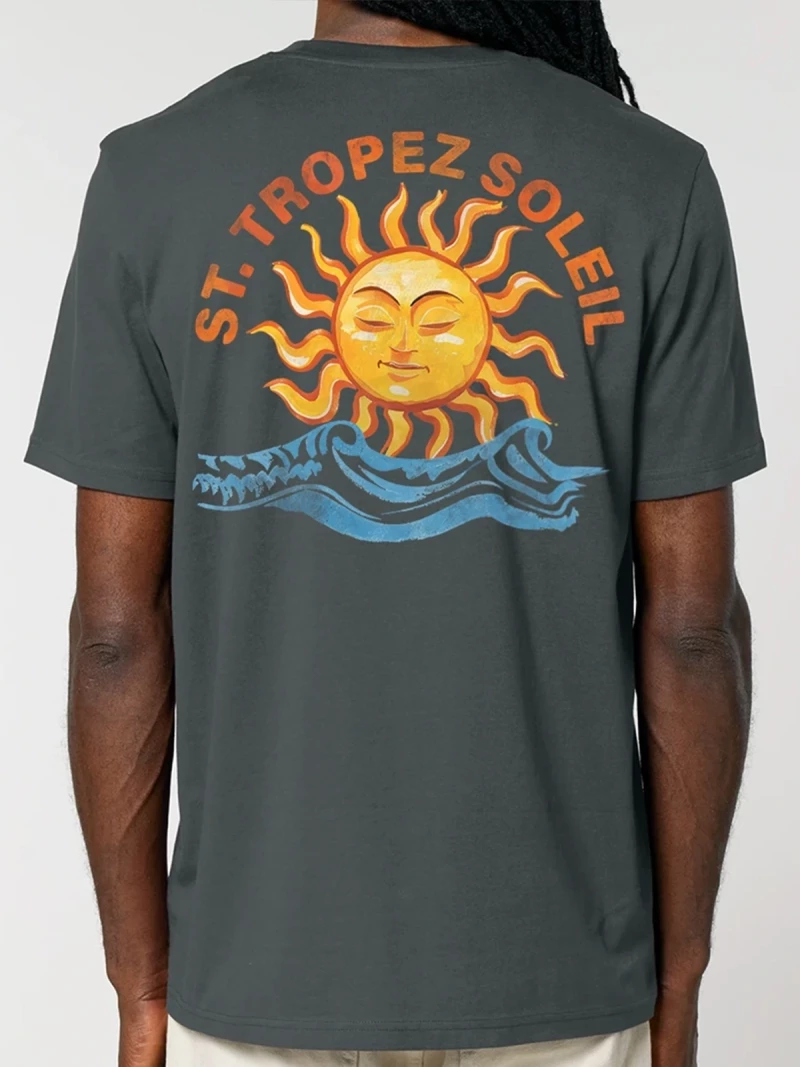 Saint Tropez Soleil anthracite mens cotton t-shirt back