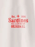 Sardines natural cotton t-shirt closeup design