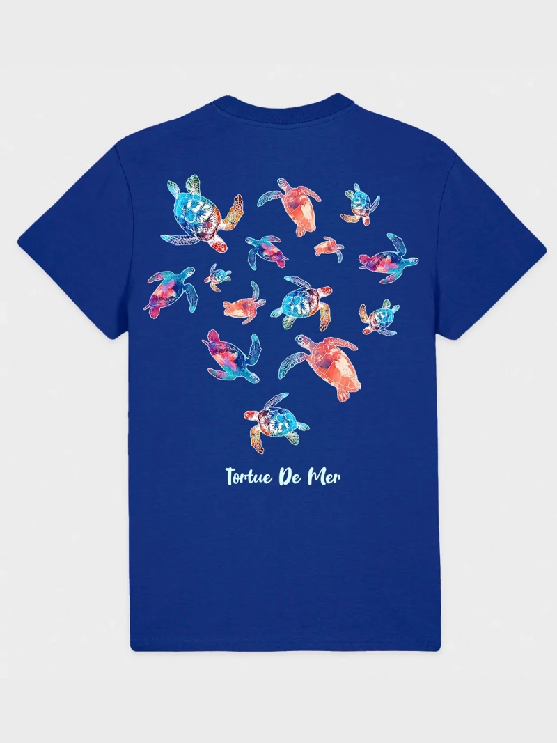 Turtle navy cotton t-shirt back