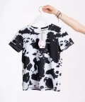 T-shirt Black Cow - white with black patches, WowCow