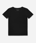 T-shirt damski z okrągłym dekoltem - czarny, Basiclo