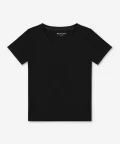 T-shirt damski z dekoltem w serek - czarny, Basiclo