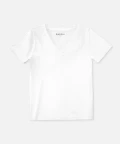 T-shirt damski z dekoltem w serek - biały, Basiclo