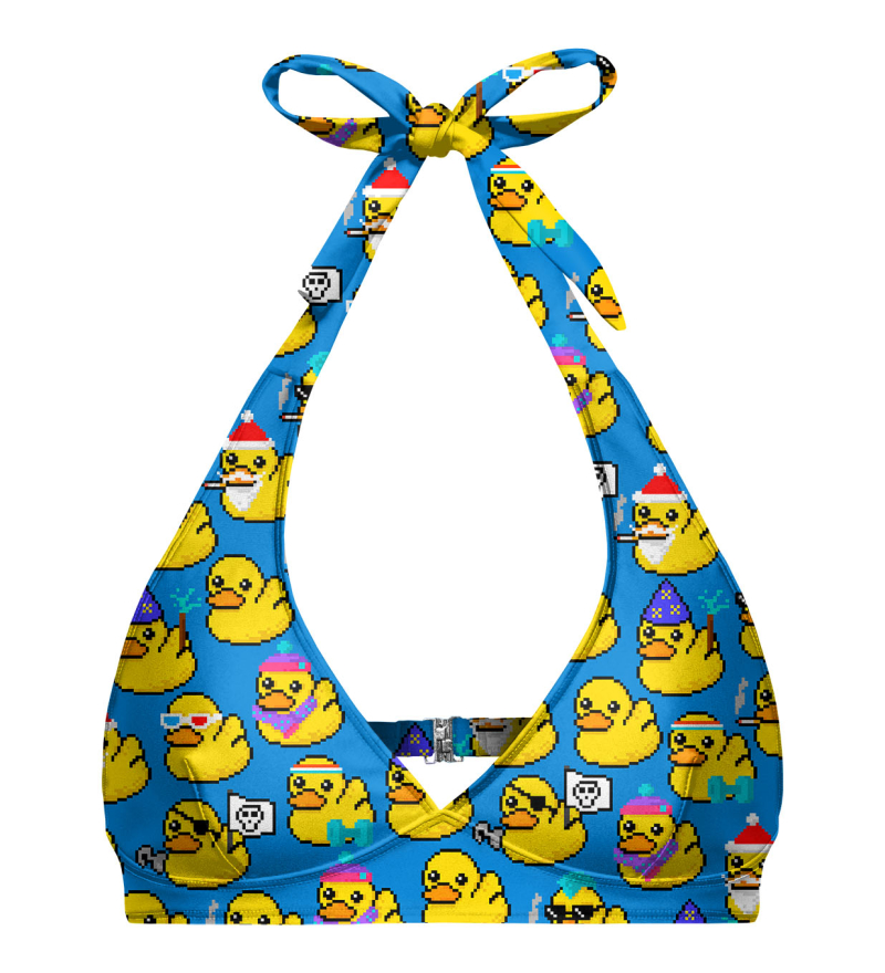 Pixel rubber duck Halter Neck Bikini Top Mr. Gugu & Miss Go