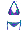 Blue palm Halter Neck Bikini Set
