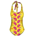 Colorful dragons Open Back Swimsuit