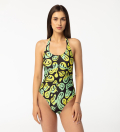 Melted Smileys Open Back Swimsuit