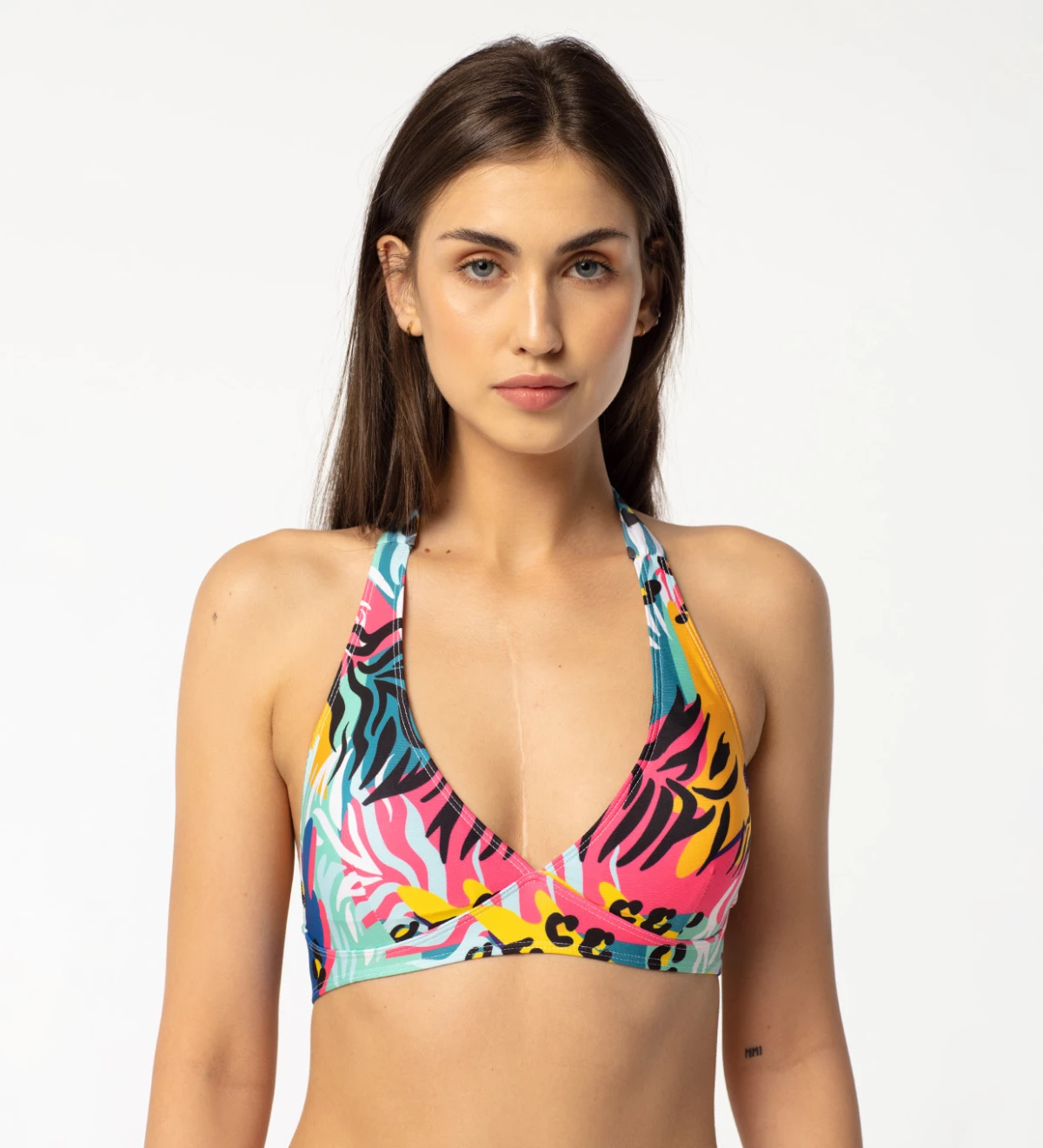 Zebra Print Halter Bikini Top