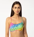 Rainbow emoji Crop Bikini Top