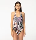 Tripping dog Open Back Swimsuit