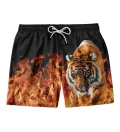 Tiger in flames swim shorts