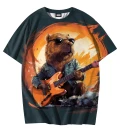 Damski T-shirt Oversize Capybara rockstar