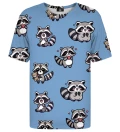 T-shirt ze wzorem Cozy raccoons blue