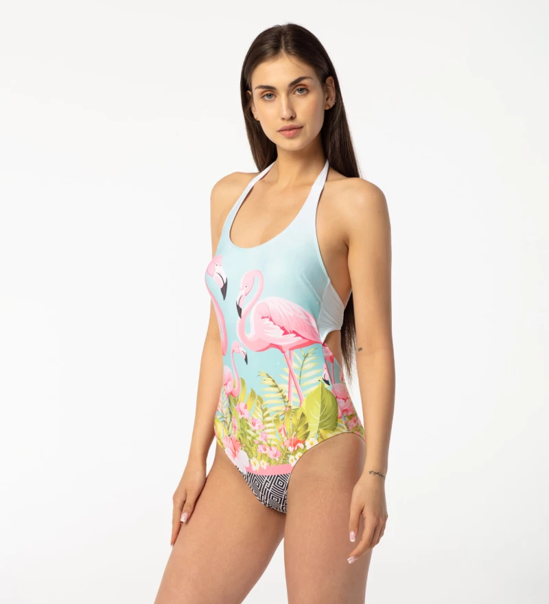 Women s swimsuit Pink Flamingos Printsy