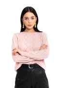 SIENA PINK, Różowy ażurowy sweter