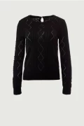 SIENA BLACK, Czarny ażurowy sweter