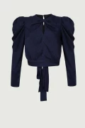 ABOSE NAVY BLUE, blouse with tied