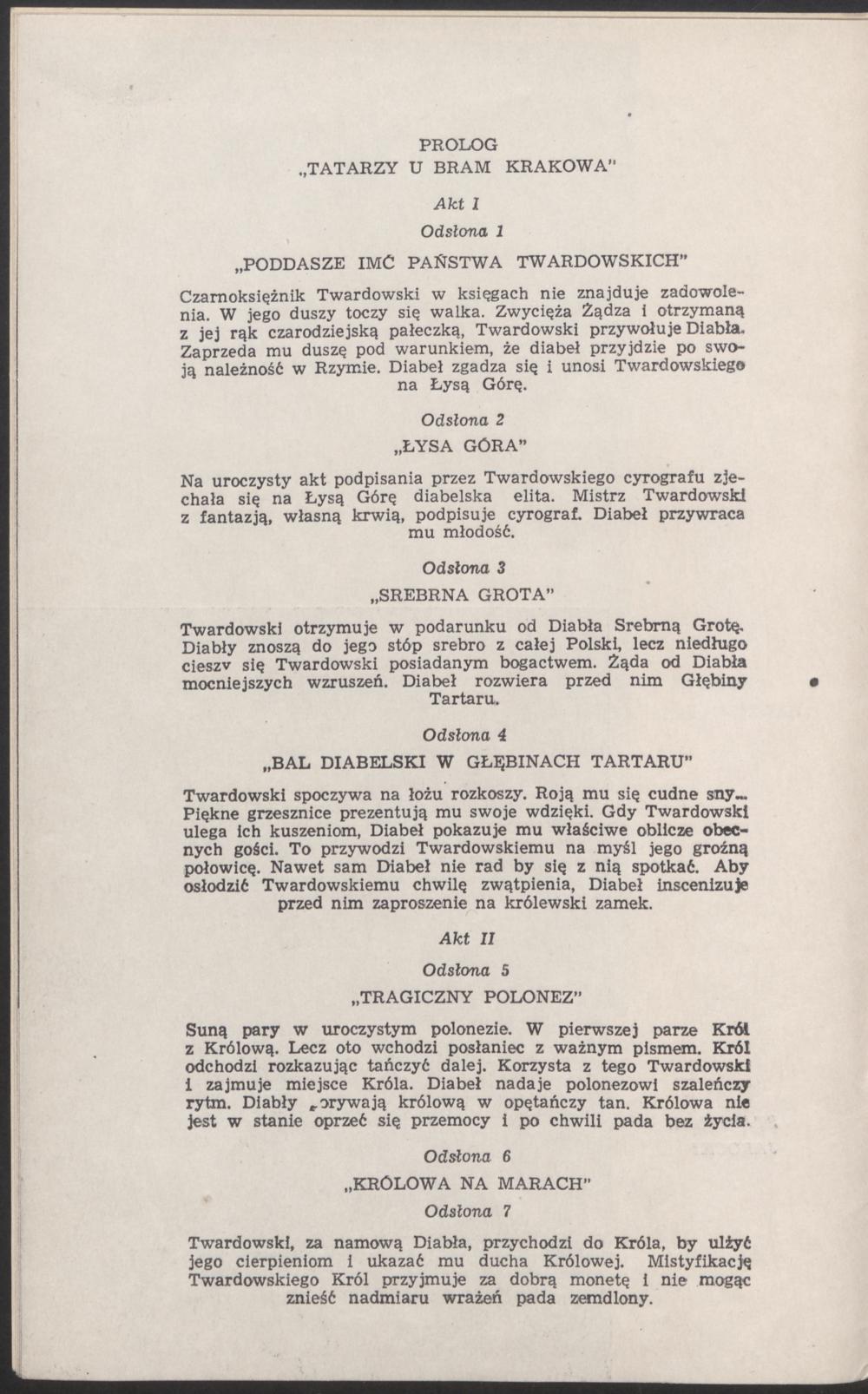 Program. „Pan Twardowski” Ludomir Różycki 1959-03-05