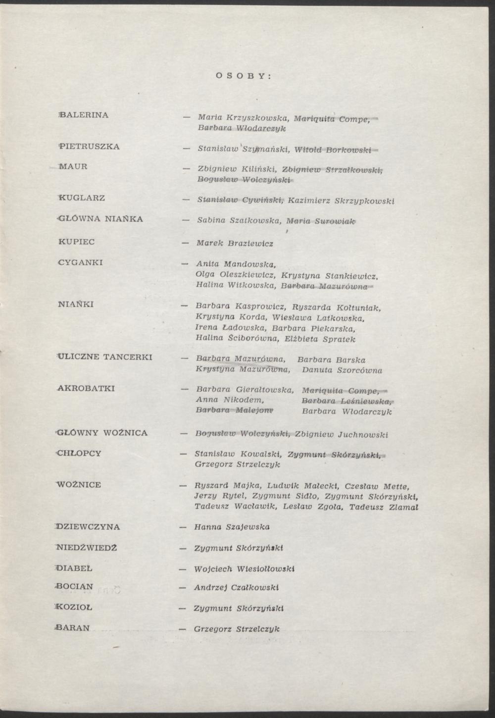 Program. „Pietruszka” Igor Strawiński 1958-03-08