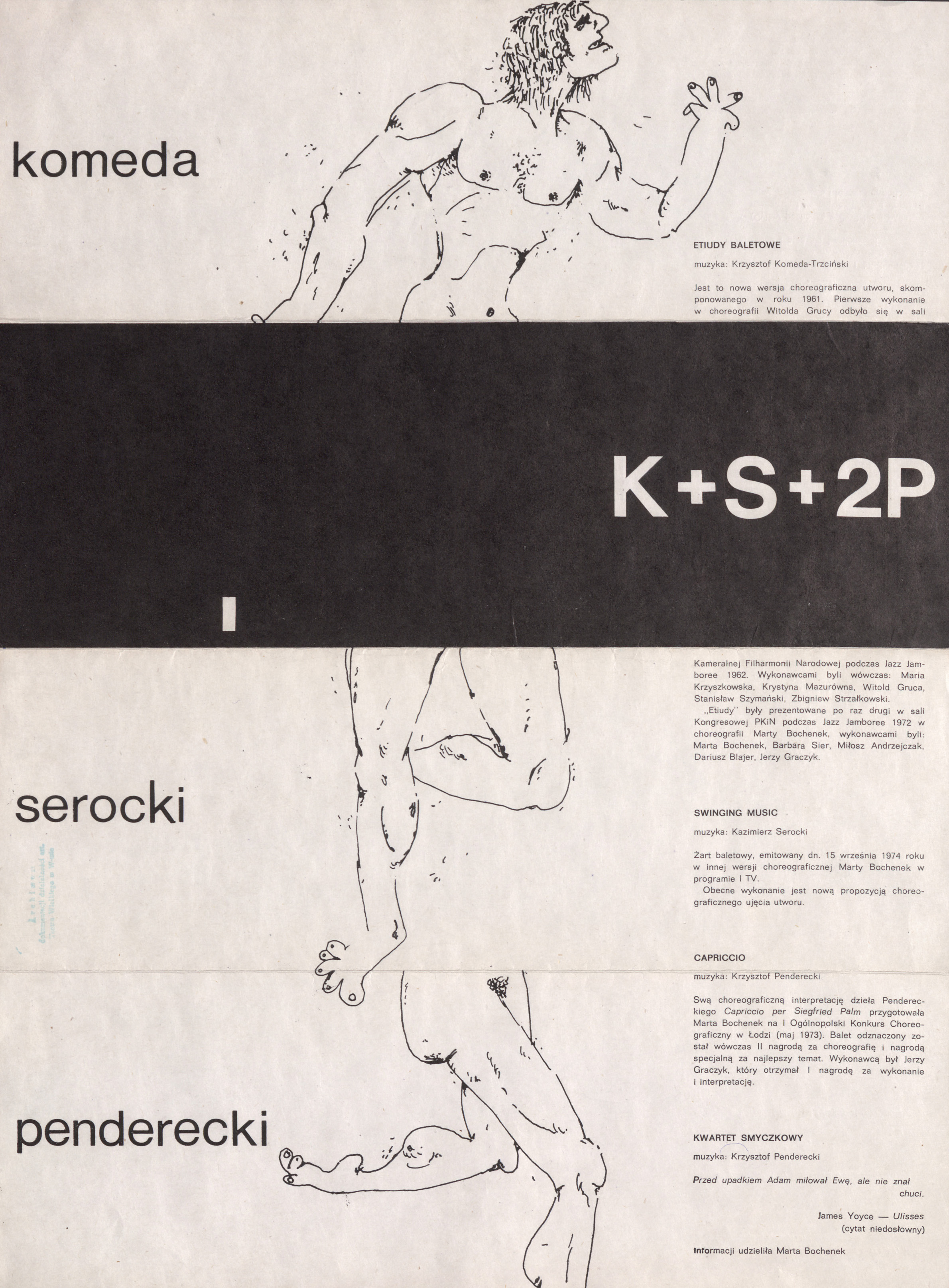 Program. „Etiudy baletowe” Krzysztof Komeda-Trzciński 1975-02-15