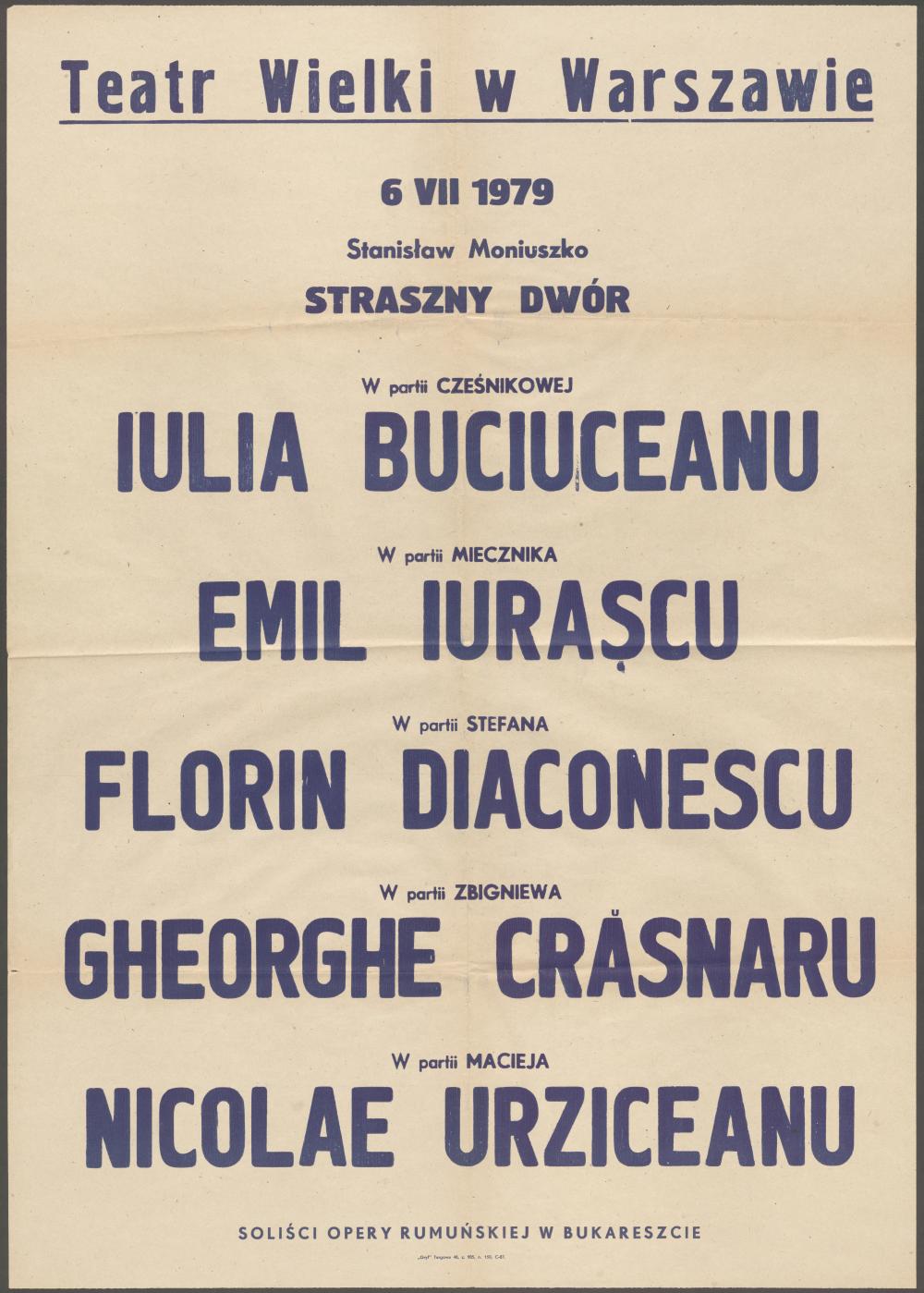 Afisz „Straszny dwór” Stanisław Moniuszko 6-07-1979