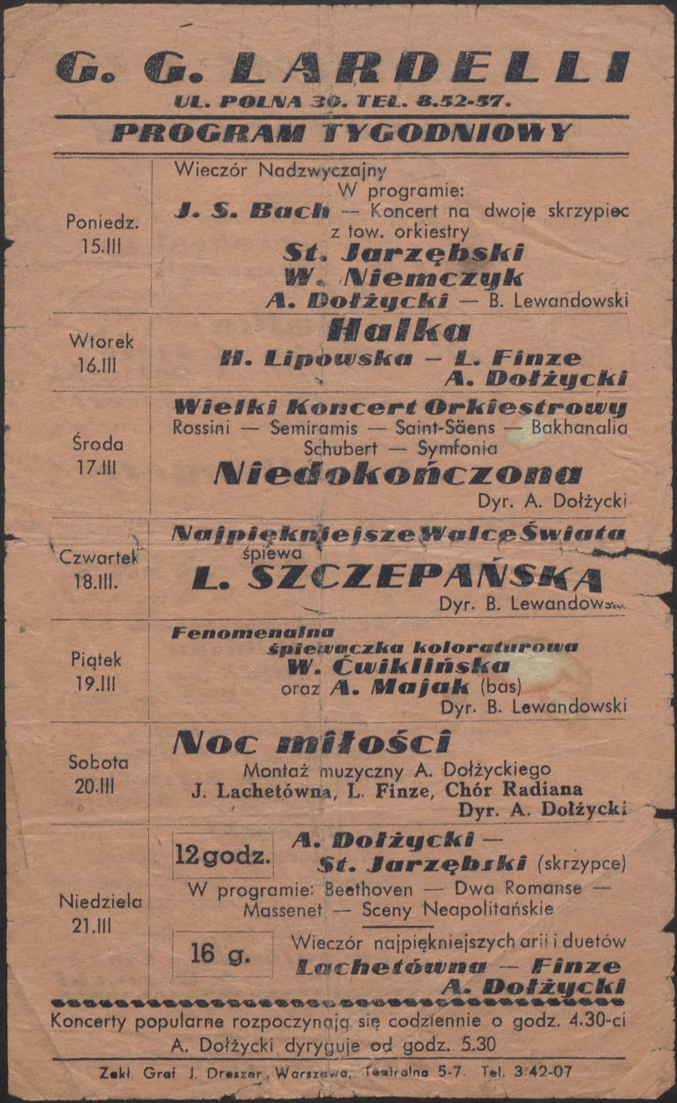 Program repertuarowy 15-03-1943 / 21-03-1943