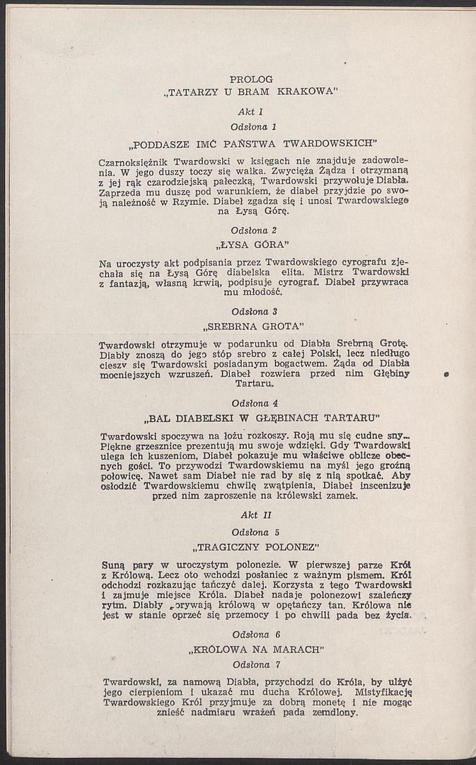 Program. „Pan Twardowski” Ludomir Różycki 1959-03-05