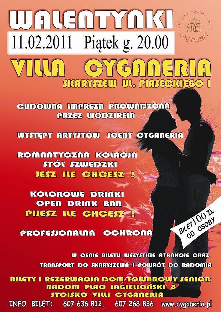 Walentynki w Cyganerii - Skaryszew 11.02.2011, piątek 20:00.