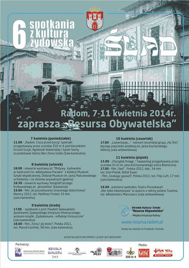 Spotkania z Kulturą Żydowską "ŚLAD" 7 - 11 kwietnia w Radomiu! 