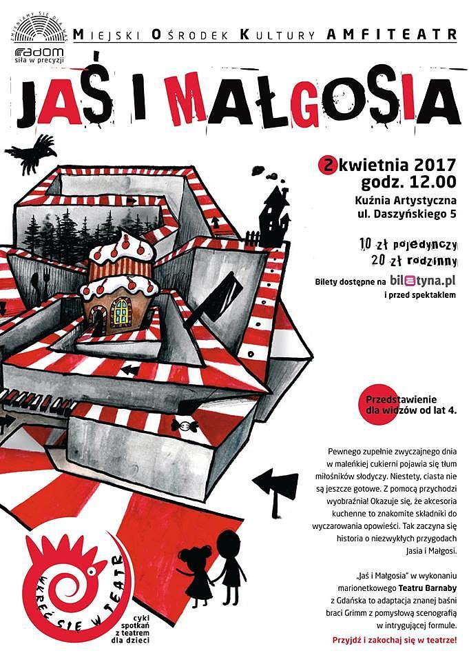 Jaś i Małgosia - marionetkowy Teatr Barnaby w Amfiteatrze! 2 kwietnia godz. 12:00 