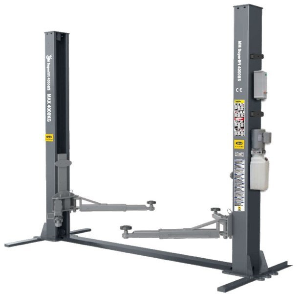 MM Superlift 4000BS - podnośnik 2-kolumnowy z z ramą wzmacniającą i połączeniem na posadzce o udźwigu 4000kg. 